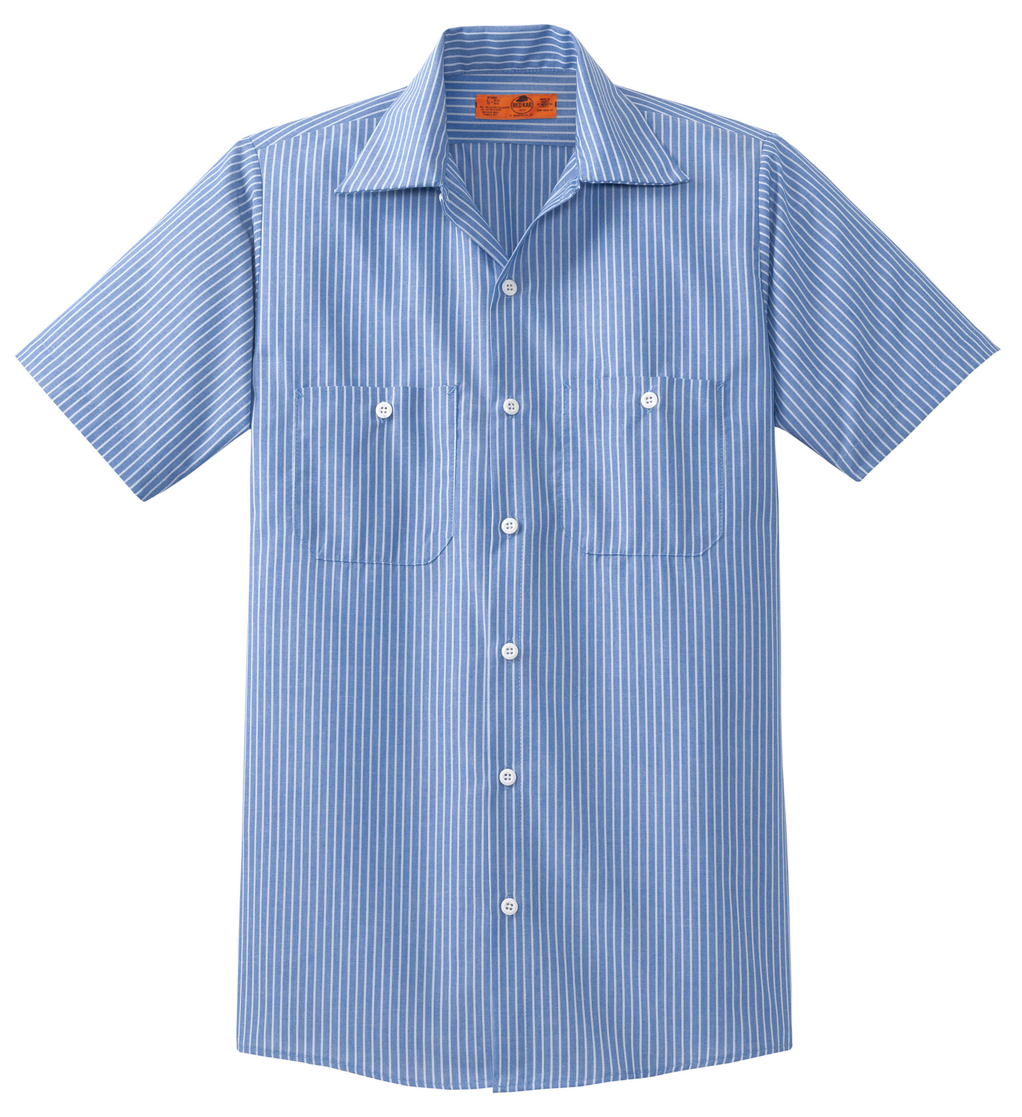 Red Kap® Long Size,  Short Sleeve Striped Industrial Work Shirt