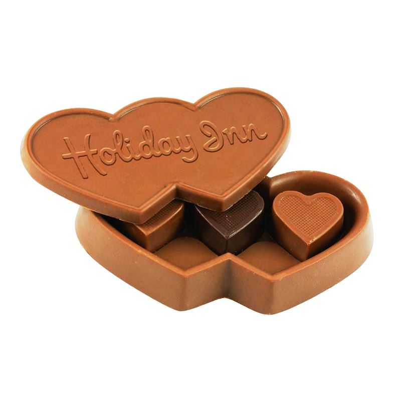 Double Heart Box with 3 Solid Heart Truffles