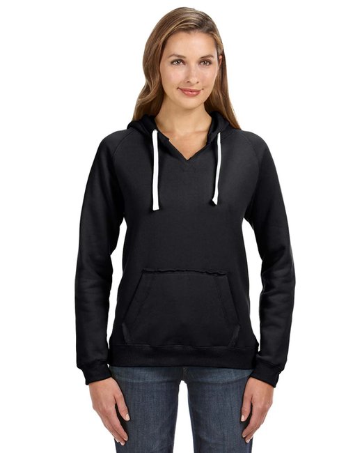 Women's Sueded V-Neck Hooded Sweatshirt