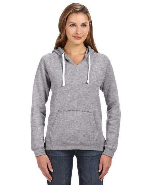 Women's Sueded V-Neck Hooded Sweatshirt