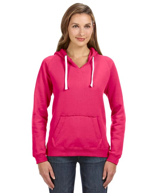 Women's Sueded V-Neck Hooded Sweatshirt