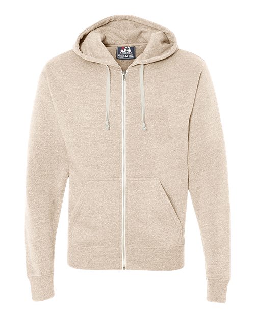 Adult Triblend Full-Zip Fleece Hooded Sweatshirt