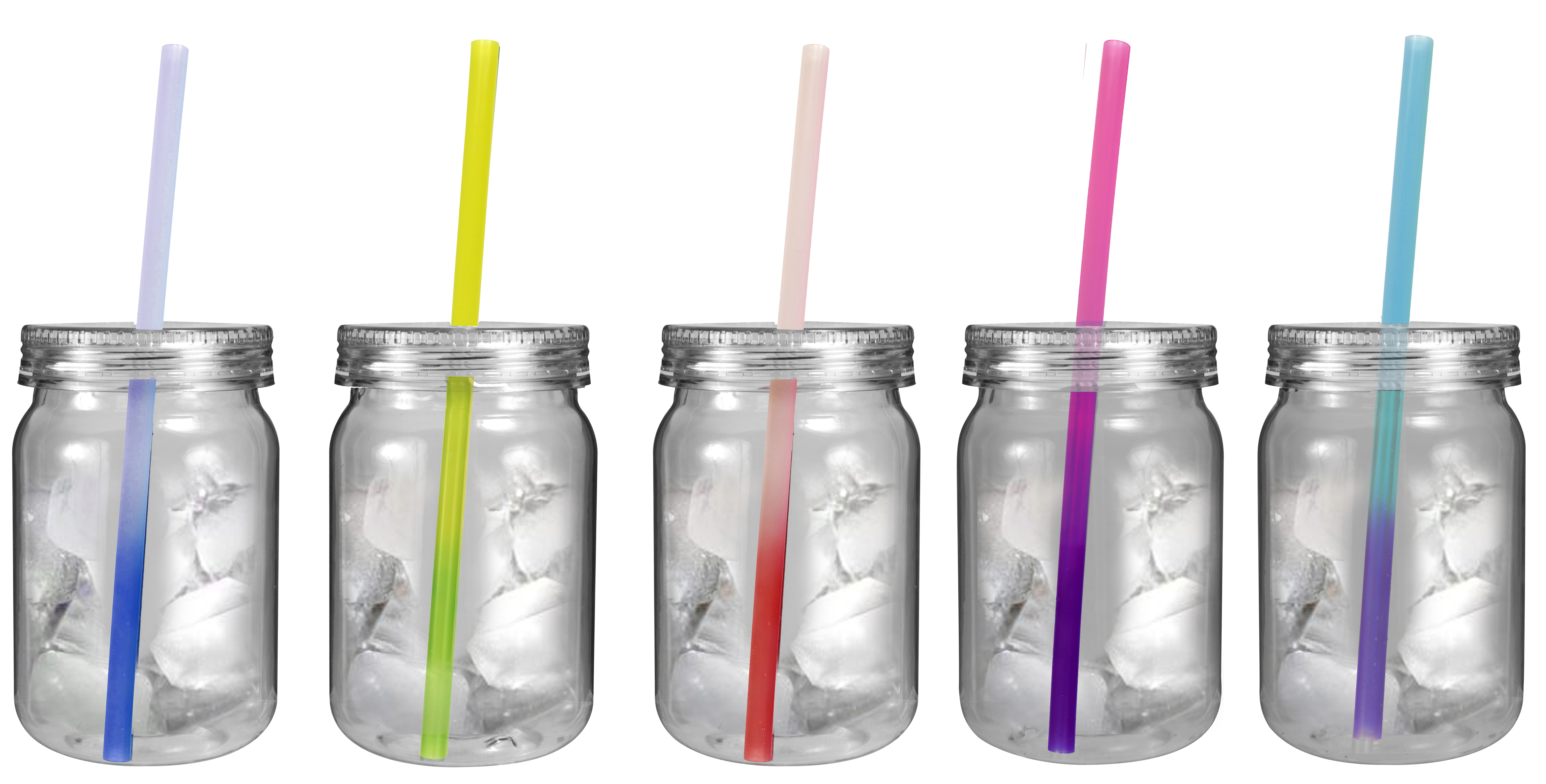 24 oz. Plastic Mason Jar with Mood Straw