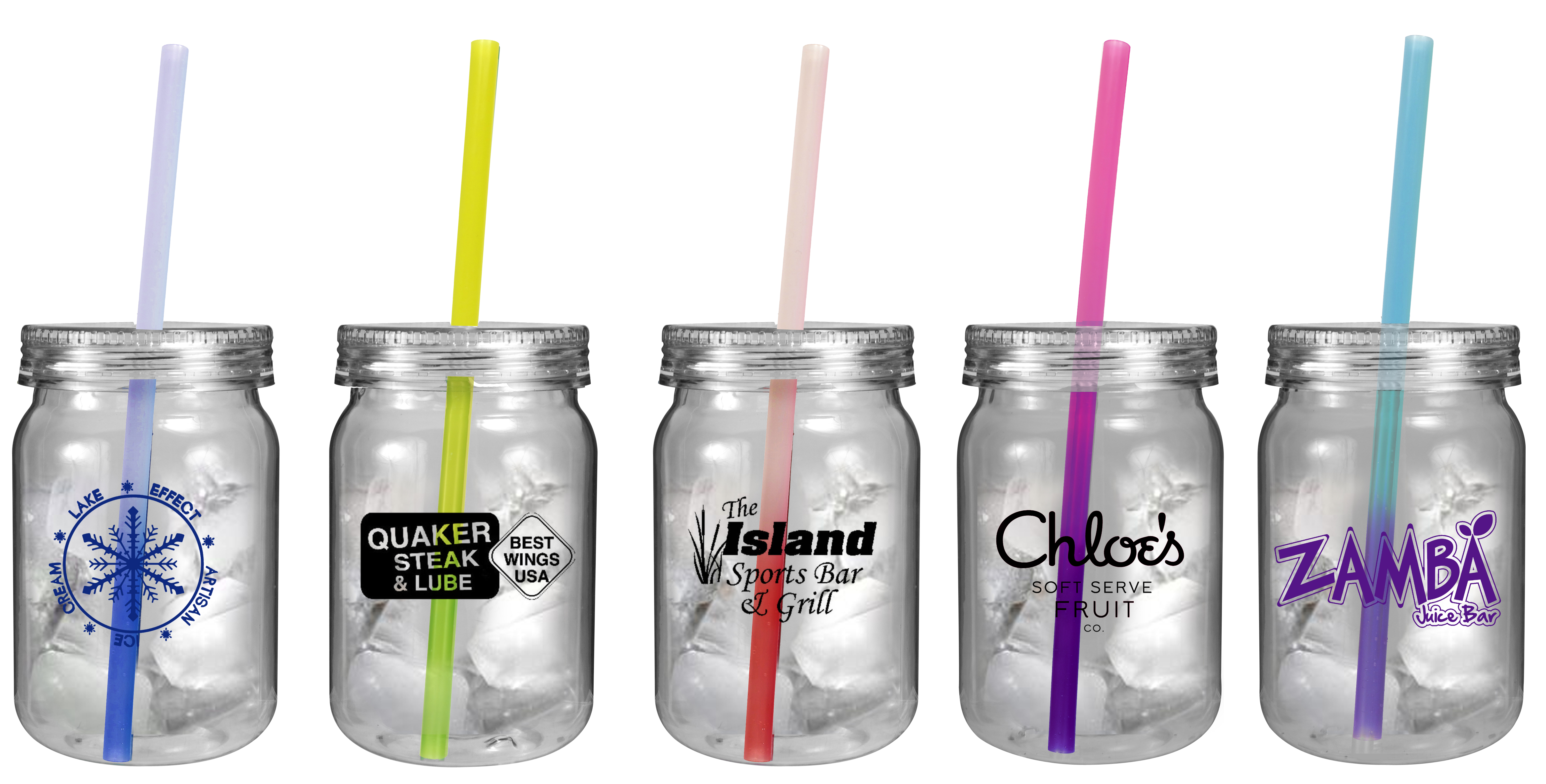 24 oz. Plastic Mason Jar with Mood Straw