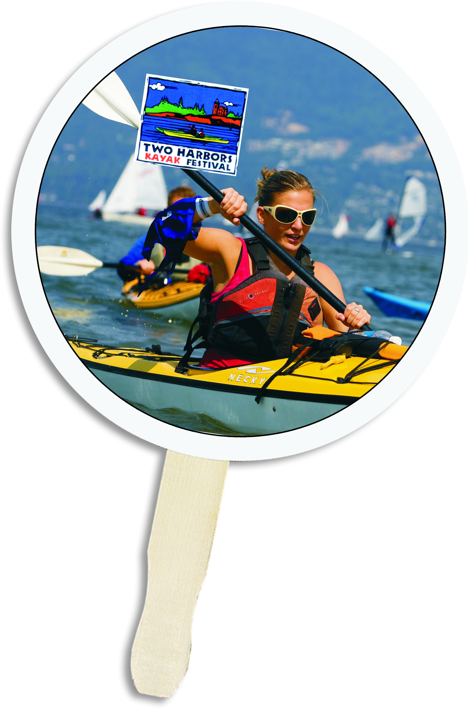Circle Shape Hand Fan, Full Color Digital