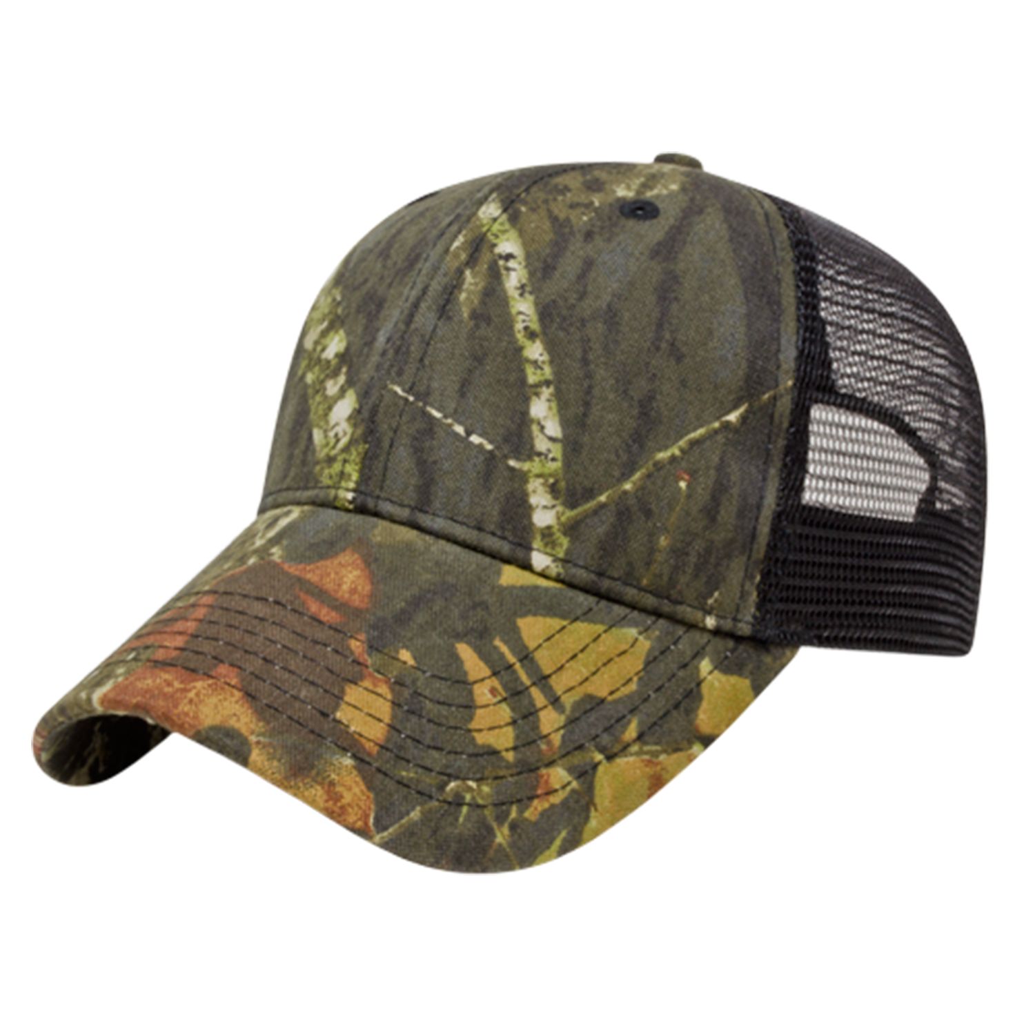Solid Color Mesh Back Camo Cap