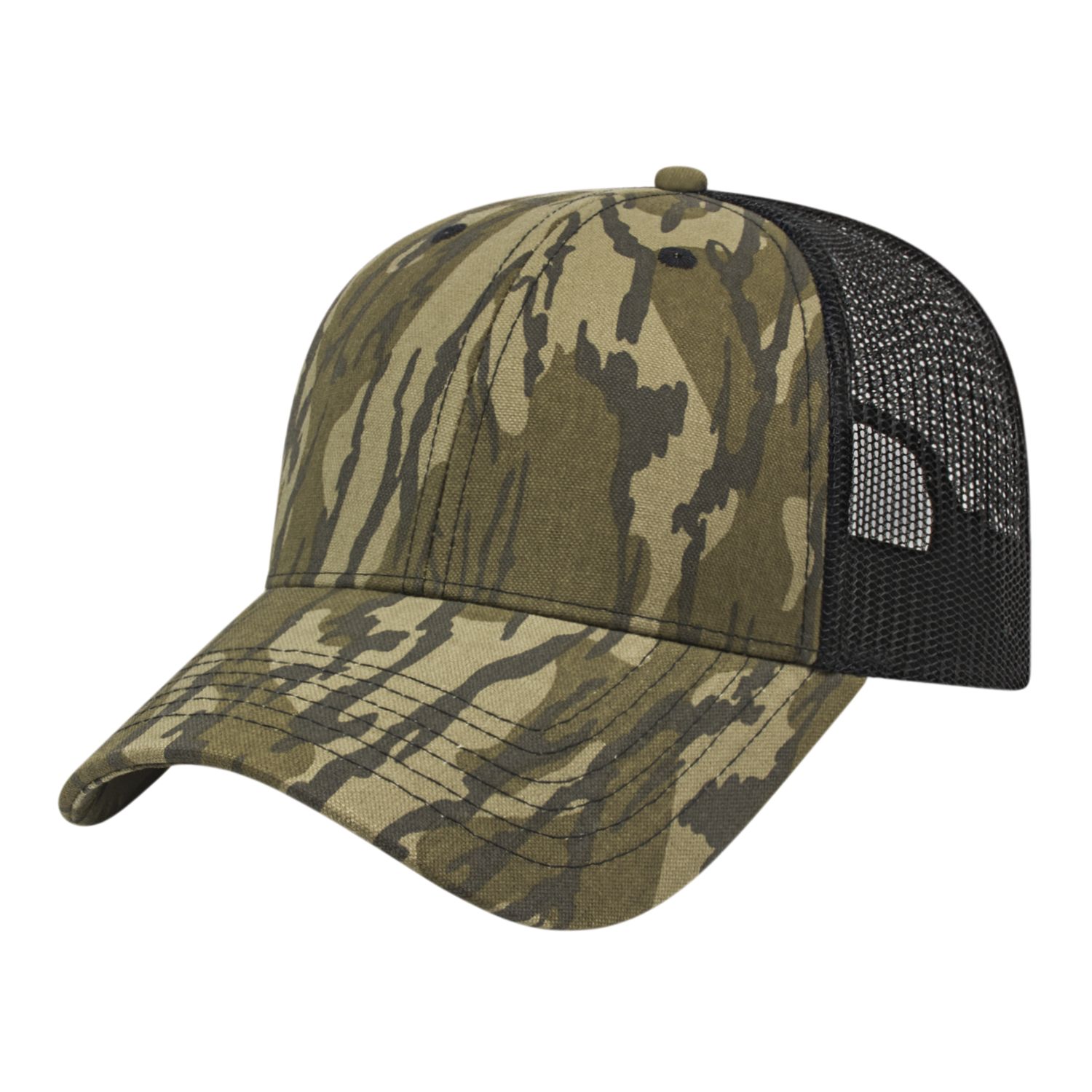 Solid Color Mesh Back Camo Cap