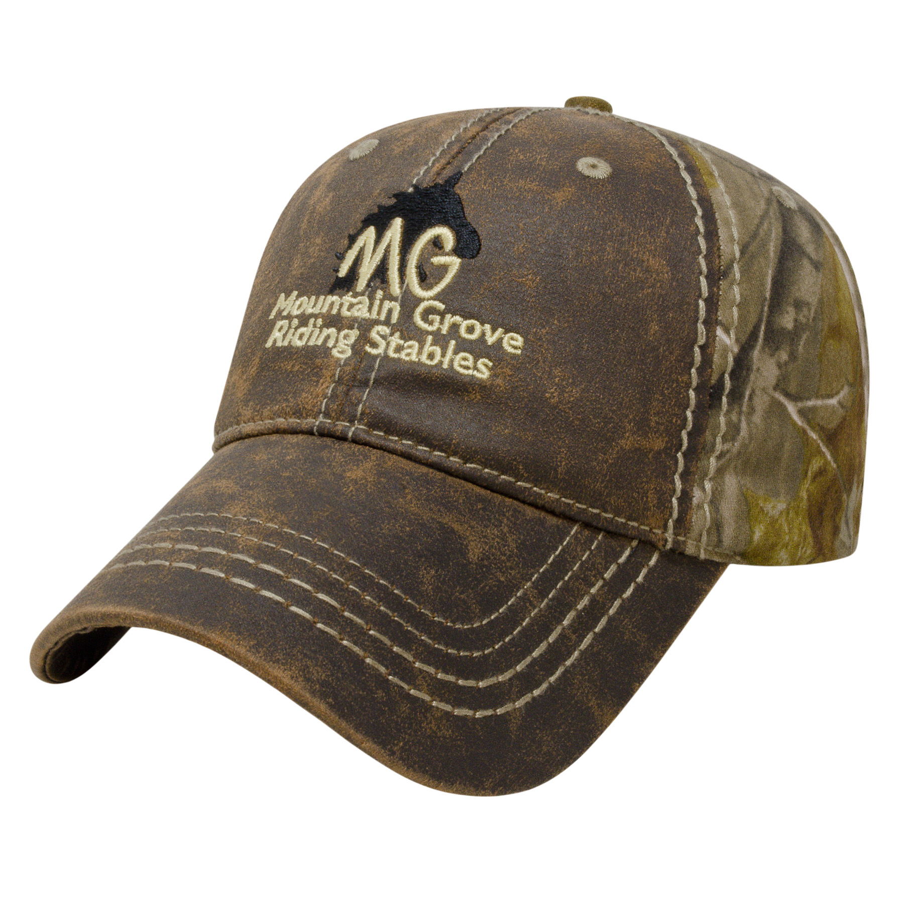 Faux Leathered Poly/Cotton Camo Cap