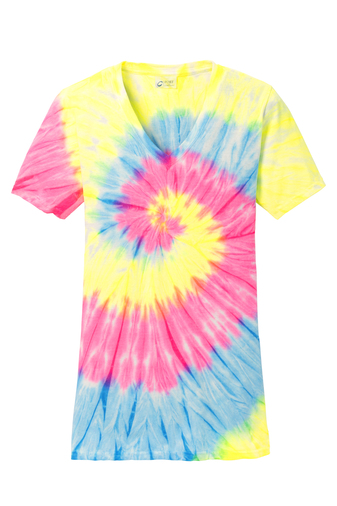 Port & Company® Ladies Tie-Dye V-Neck Tee