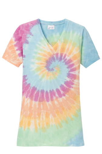 Port & Company® Ladies Tie-Dye V-Neck Tee