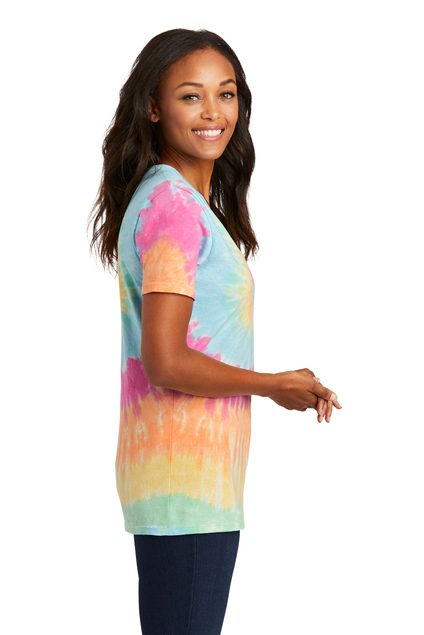 Port & Company® Ladies Tie-Dye V-Neck Tee