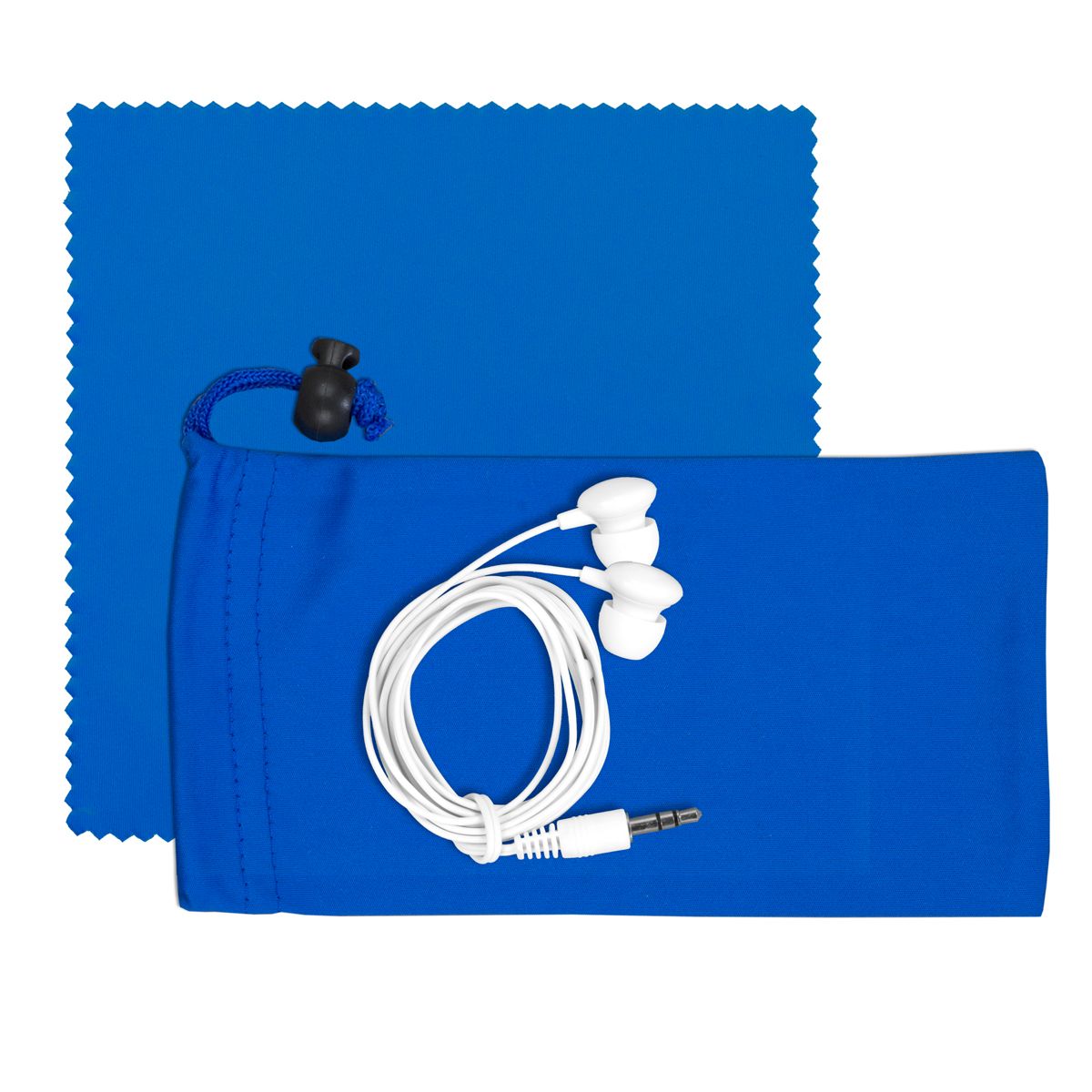 Mobile Tech Earbud Kit with Microfiber Cloth in Microfiber Cinch