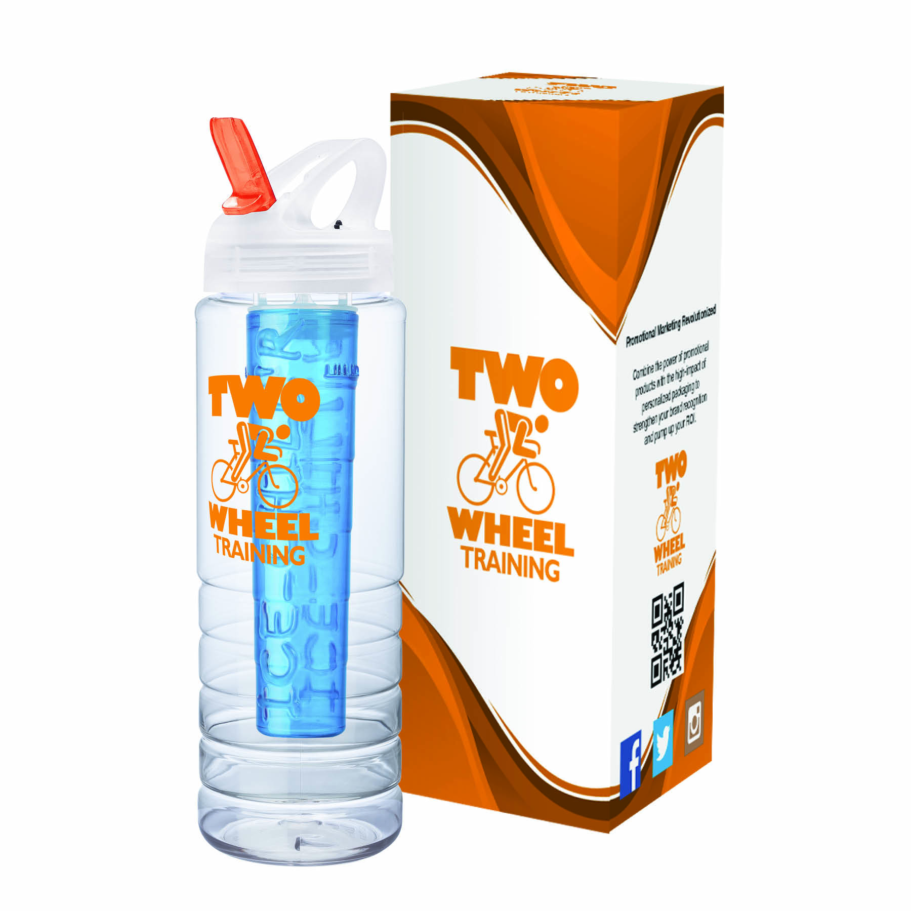26 oz. PET Bottle with Flip Spout & Ice Stick