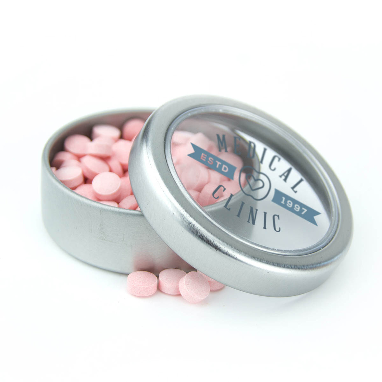 Round Window Sweet Mint Tin Clear Window Top