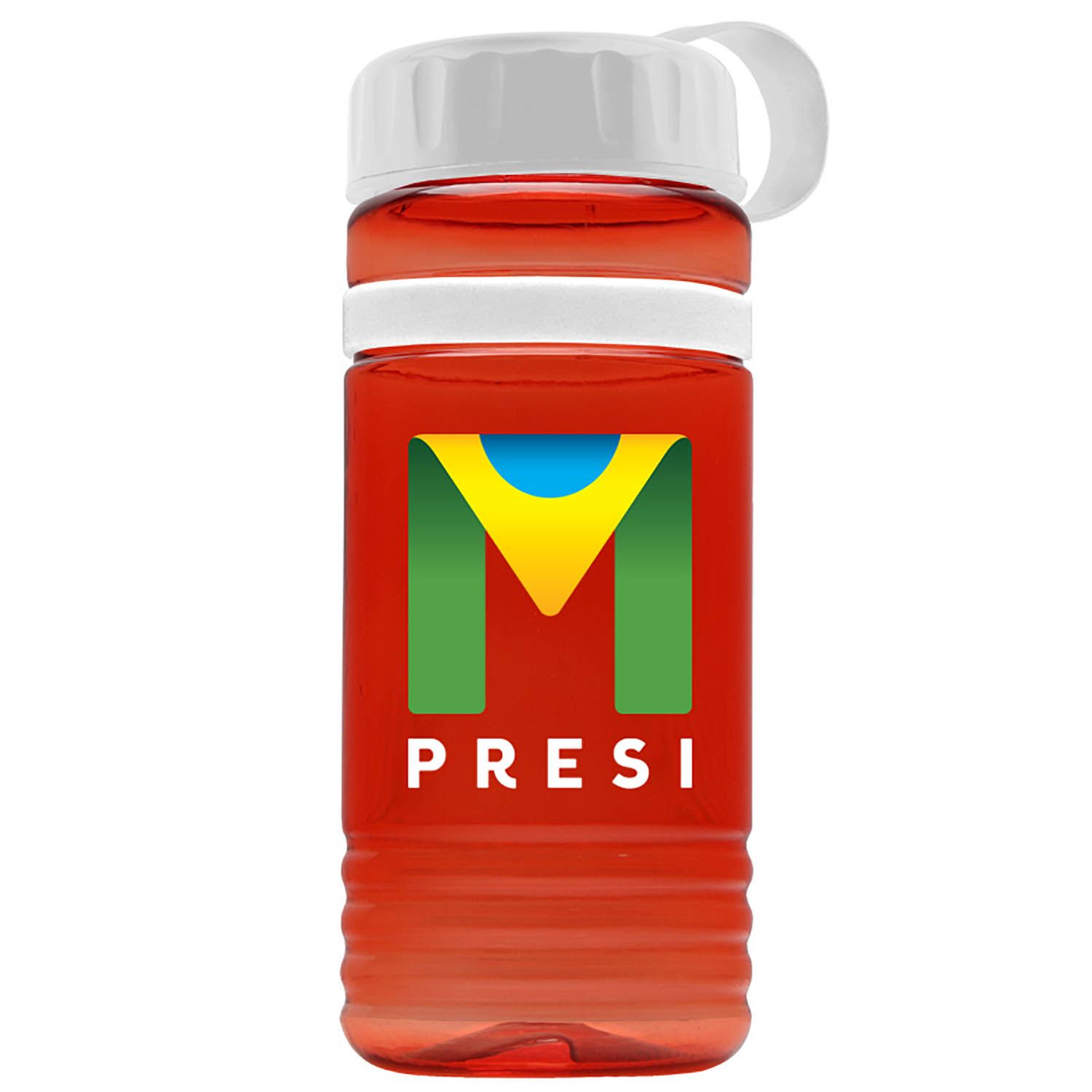 20 oz.  Stripe Bottle with Tethered Lid - DP