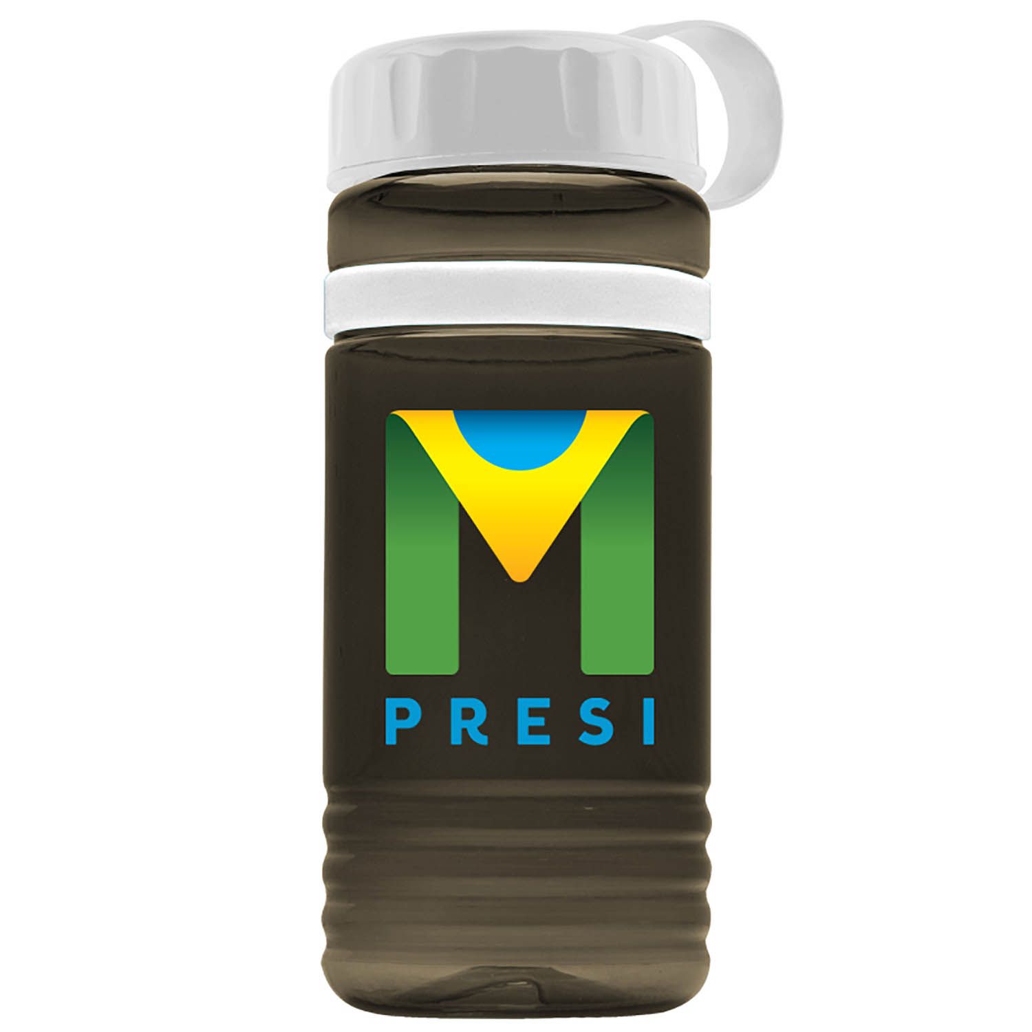 20 oz.  Stripe Bottle with Tethered Lid - DP