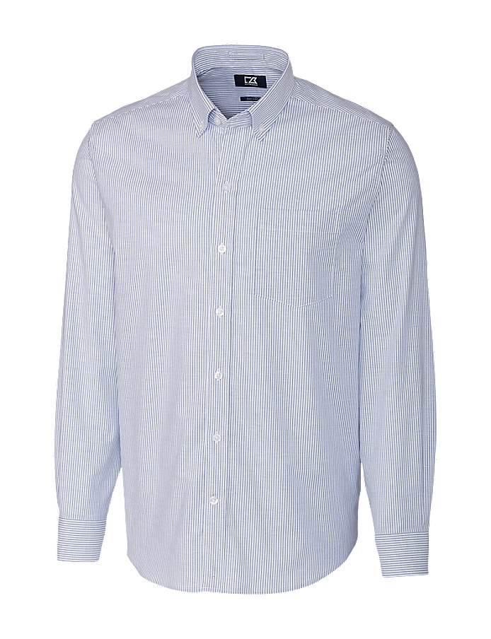 Stretch Oxford Stripe Mens Big and Tall Long Sleeve Dress Shirt