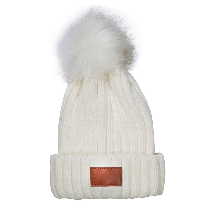 Leeman™ Knit Beanie with Fur Pom Pom