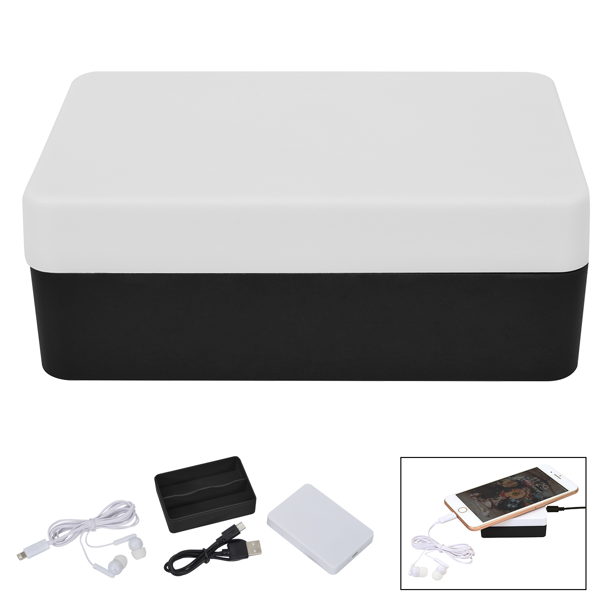 3-in-1 Stowaway Wireless Charging Kit with Earbuds