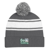 Two-Tone Knit Pom Beanie With Cuff_Embroidered