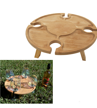 Bamboo Portable Wine & Cheese Table