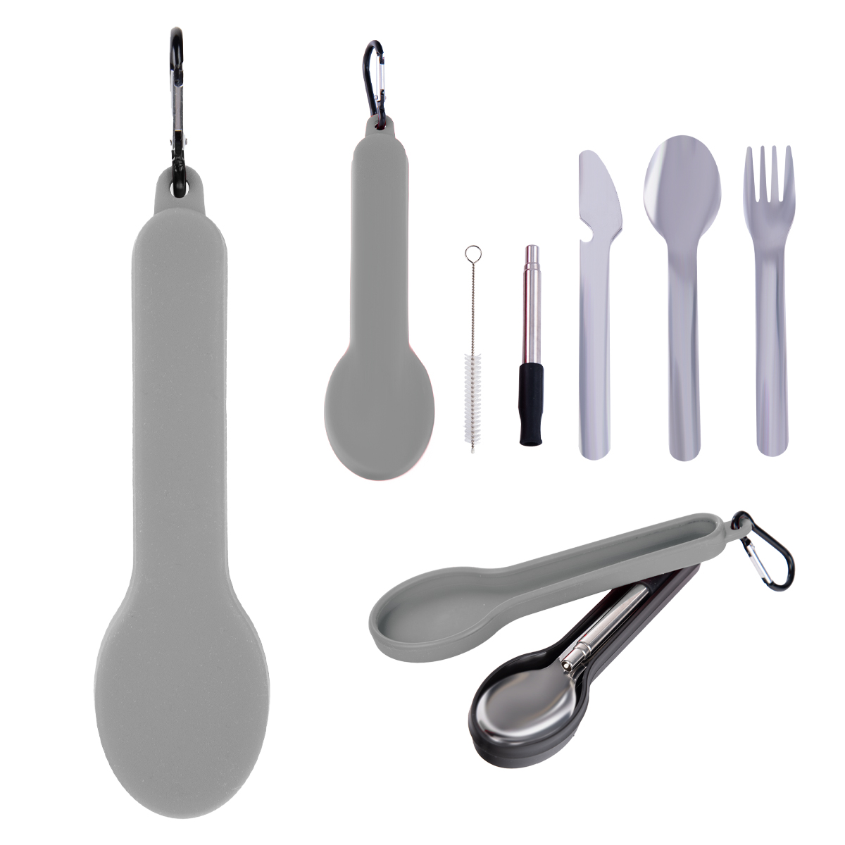 Travel Utensil Set With Silicone Holder