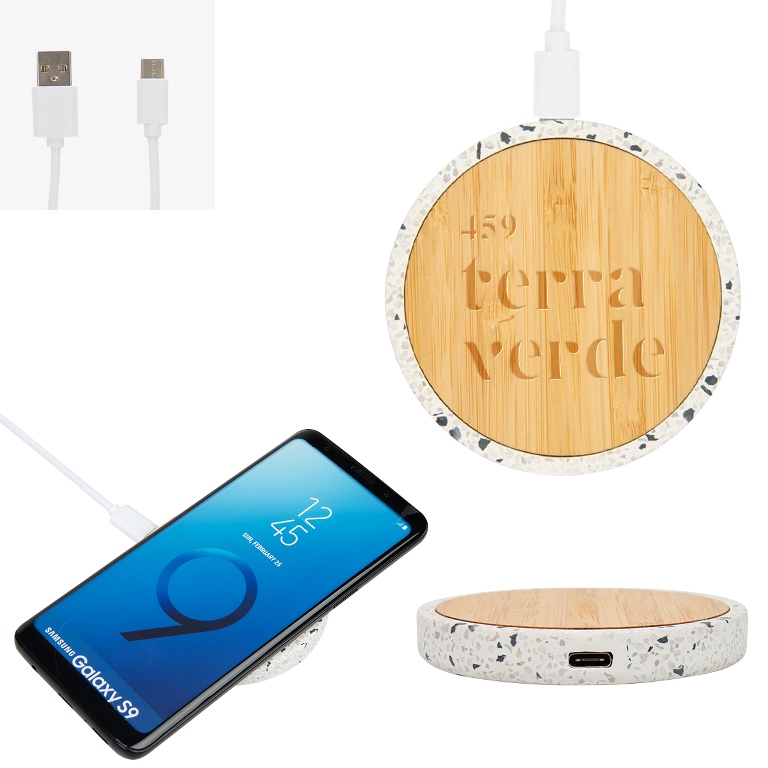 10W Terrazzo & Bamboo Wireless Charger