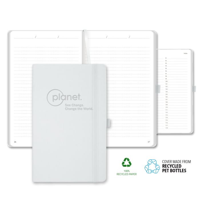 Oceano ECO rPET Medio Lined Recycled White Page Journal