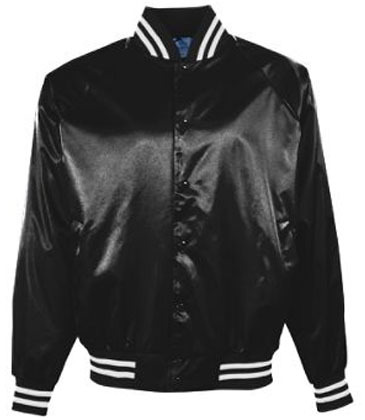 Satin Baseball Jacket/Striped Trim