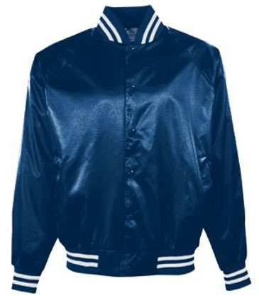 Satin Baseball Jacket/Striped Trim