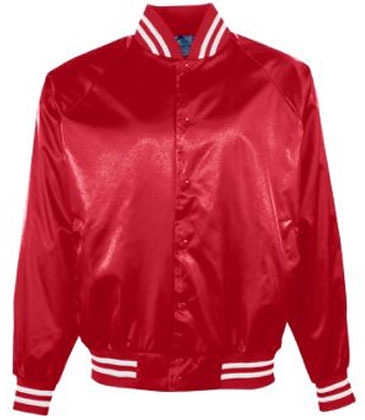 Satin Baseball Jacket/Striped Trim