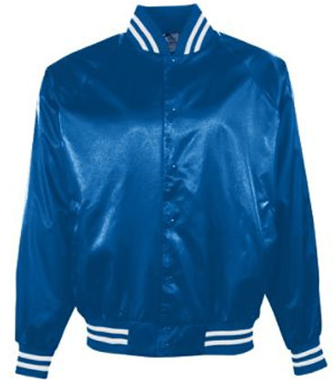 Satin Baseball Jacket/Striped Trim