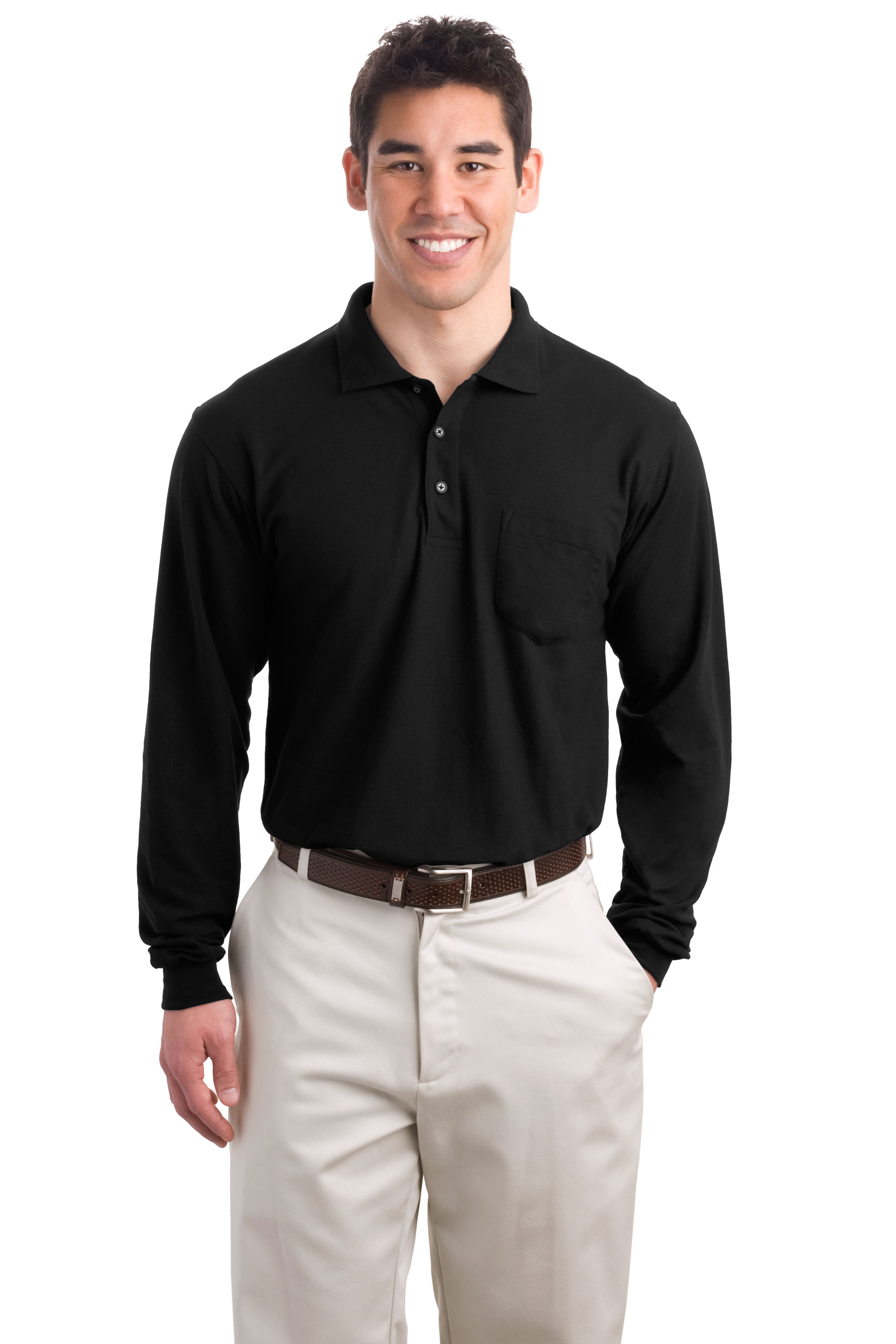 Port Authority®  Long Sleeve Silk Touch™ Polo with Pocket