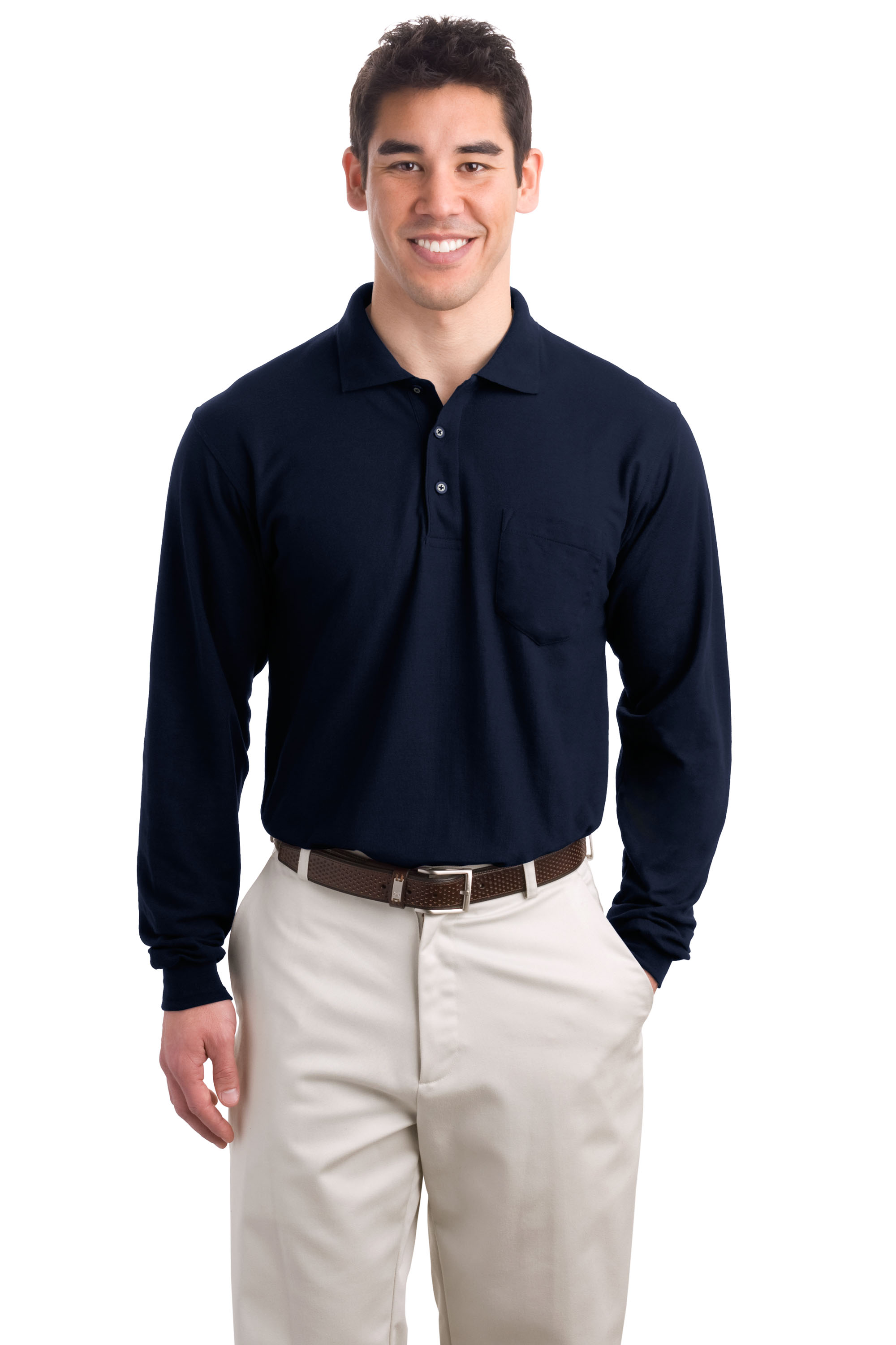 Port Authority®  Long Sleeve Silk Touch™ Polo with Pocket